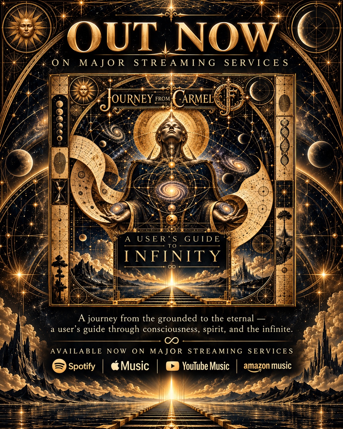 Gold promotional artwork for A User’s Guide to Infinity